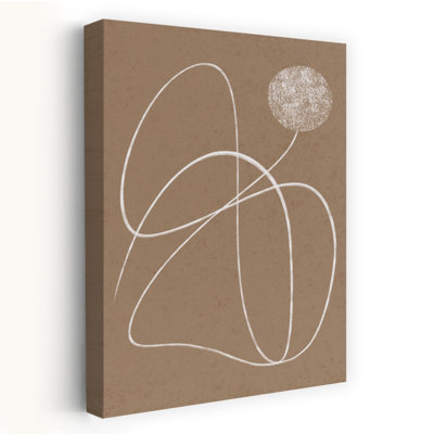 Organic Lines And Circle Abstract Contemporary Minimalist Wall Art Print 1 Piece Wrapped Canvas Wall Art