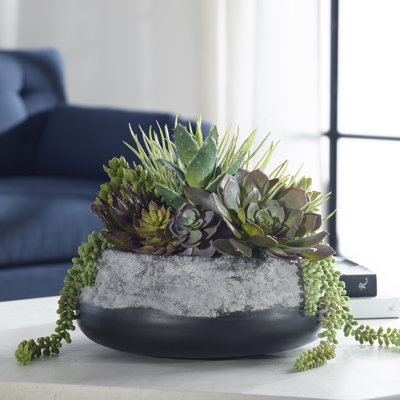 13'' Faux Succulent in Cement Planter