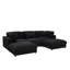Canapé d'angle modulaire en velours côtelé noir de 284 cm (112 po) avec configuration personnalisée et coussins décoratifs, canapé 5 places pour salon/appartement