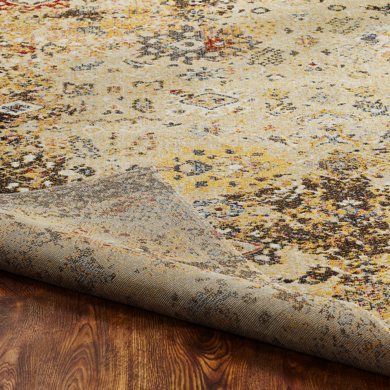 Beale Abstract Area Rug in Beige/Gold/Brown, Runner 2'8" x 10'