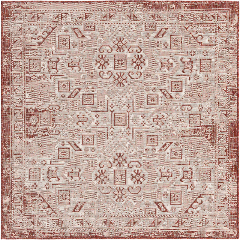 Tapis d'extérieur Chand couleur brique, Carré 5 pi 3 po