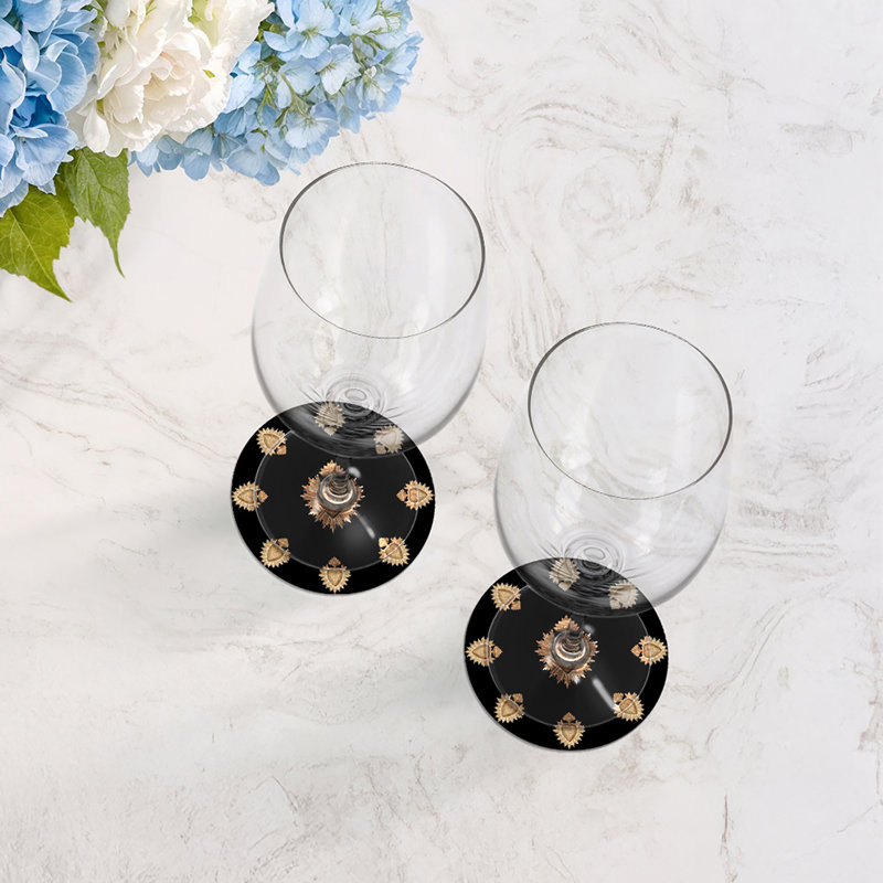 Ex Vote Orange Vegan Leather Round Coasters, Black