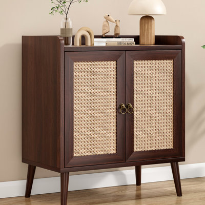 Buffet rétro avec rangement décoratif pour la cuisine, bois de noyer, profondeur de 15 po, largeur de 26,4 po, hauteur de 30 po, vaisselle, couloir embelli au bord de l'armoire