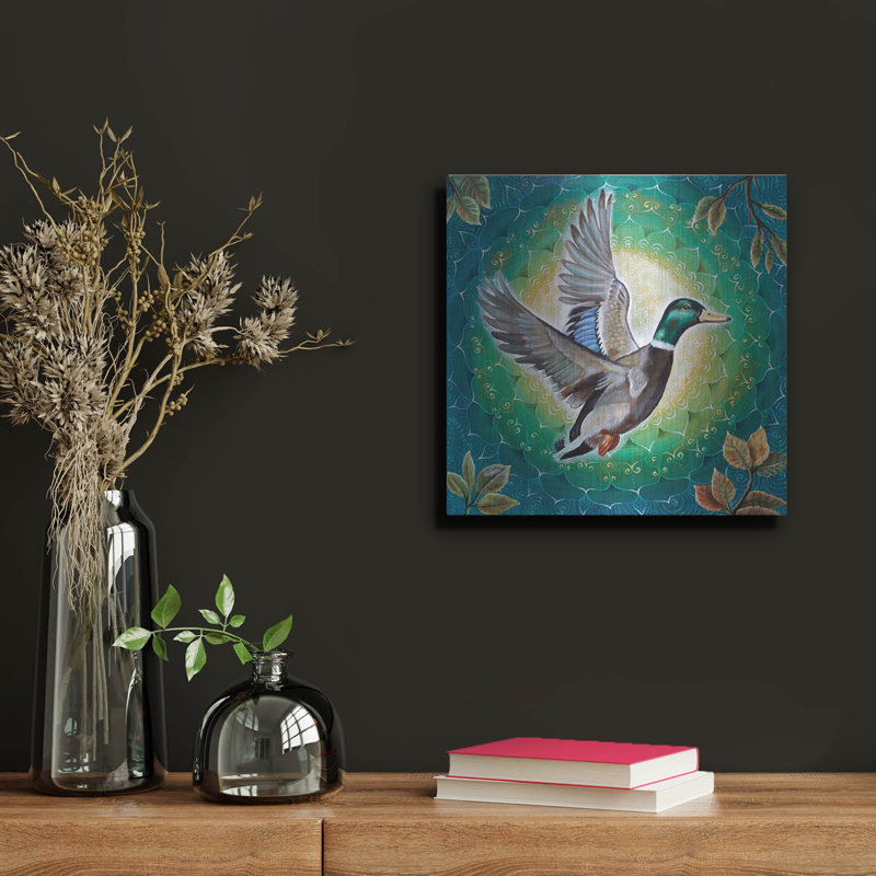 «Mallard prenant son vol» par Verena Wild, art mural en métal, 12 po x 12 po