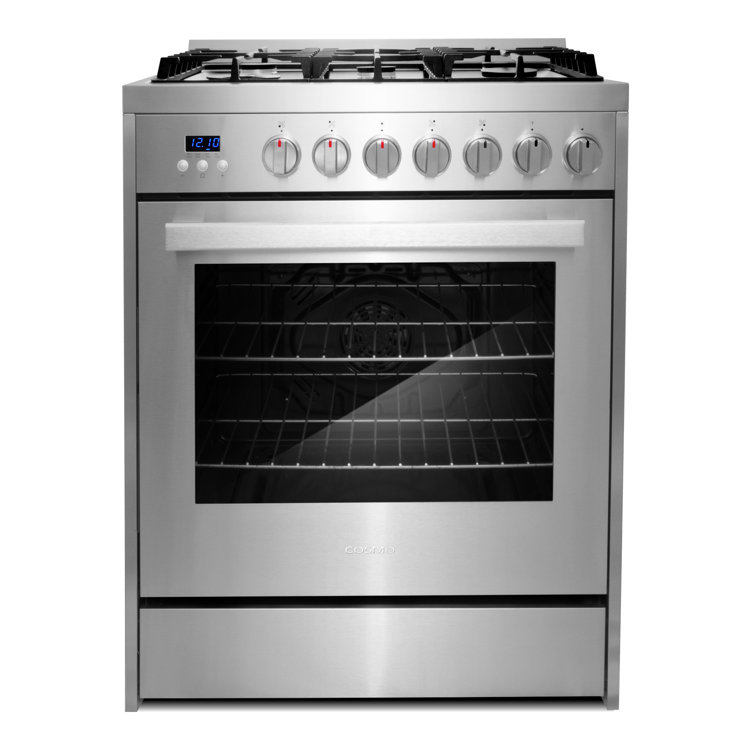 Cosmo 30 in. Nebula Collection 5.0 cu. ft. Gas Range, 5 Burners, Rapid Convection Oven, Cast Iron Grates in Stainless Steel