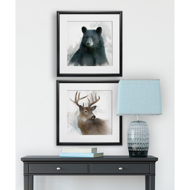 " Rain Soft Bear " 2 - Pieces, Black Framed