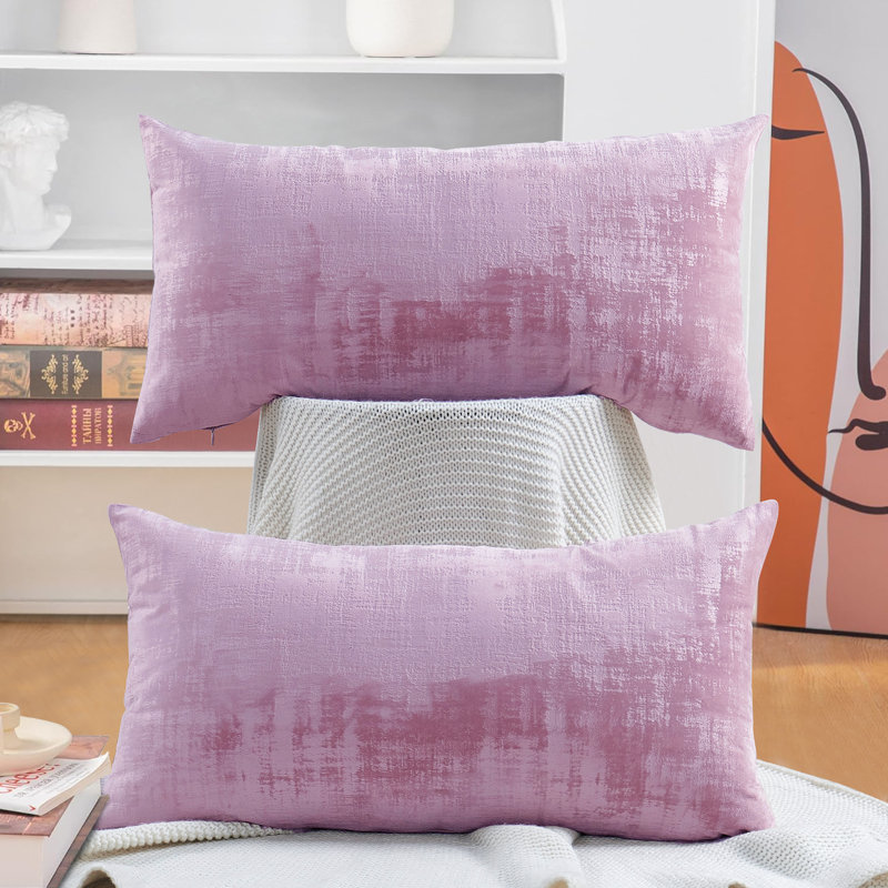 Housse de coussin rectangulaire en velours texturé, Ombres mauve