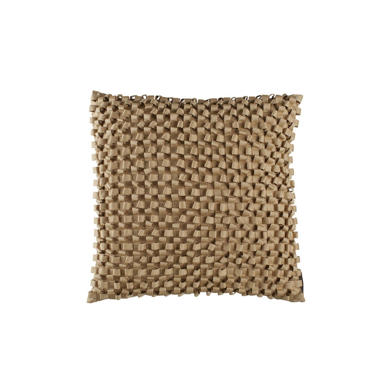 Ribbon Silk Square Pillow Cover & Insert, Ecru