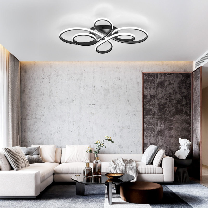 66cm Butterfly Shaped Dimmable Modern LED Flush Mount, Black