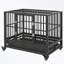 Cage pour chien à structure métallique avec roues verrouillables, portes doubles et amovible
