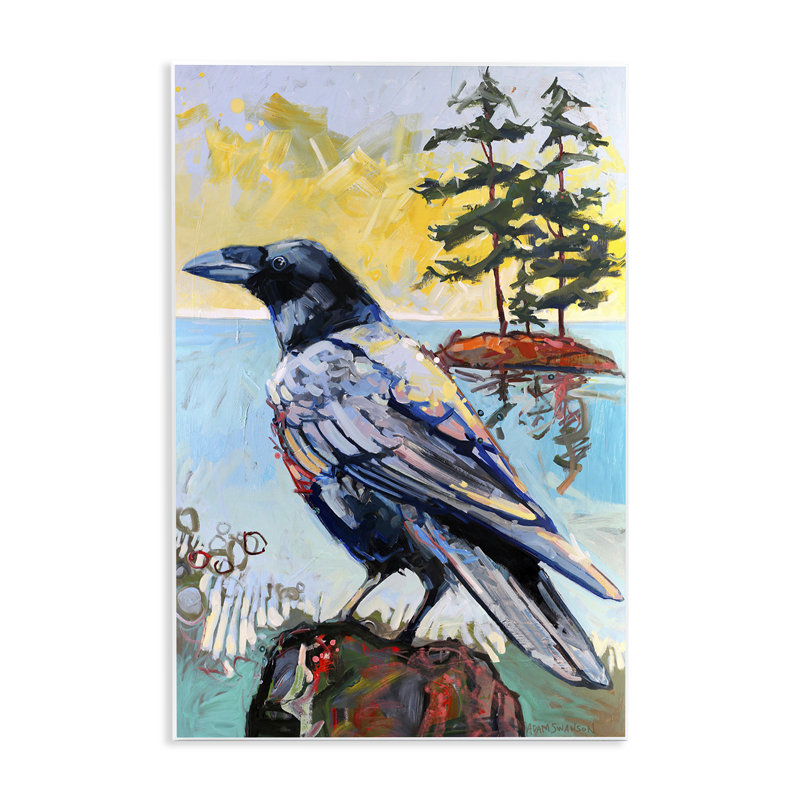  Corbeau dans un paysage moderne, art mural par Adam Swanson, H 15 po x l 10 po