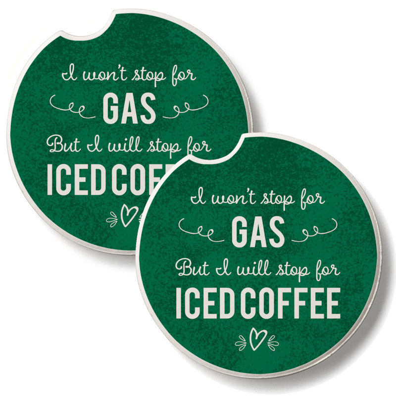 Iced Coffee 2 Pack Stone Car Coasters
