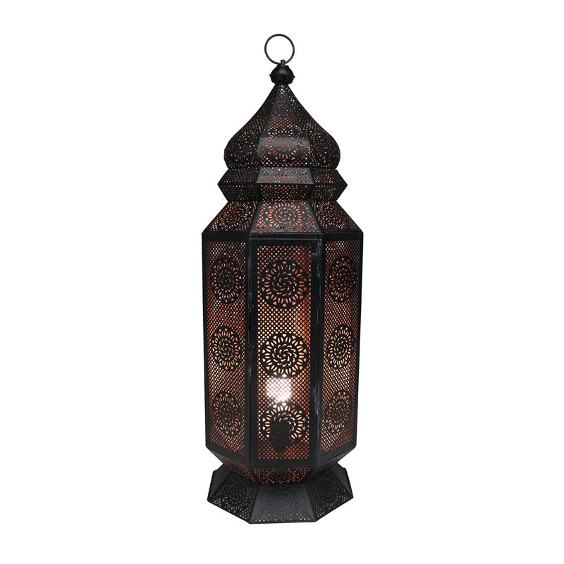 Lampe sur pied 29,5 "de style marocain, Or noir