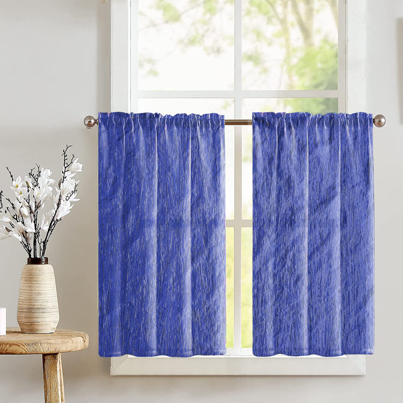 Rideau de café sur mesure de couleur unie Samariah, Bleu royal