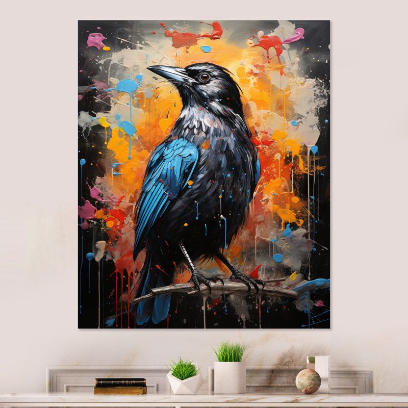 Corbeau Popart Royauté III, H 40 po x l 30 po x P 1 po