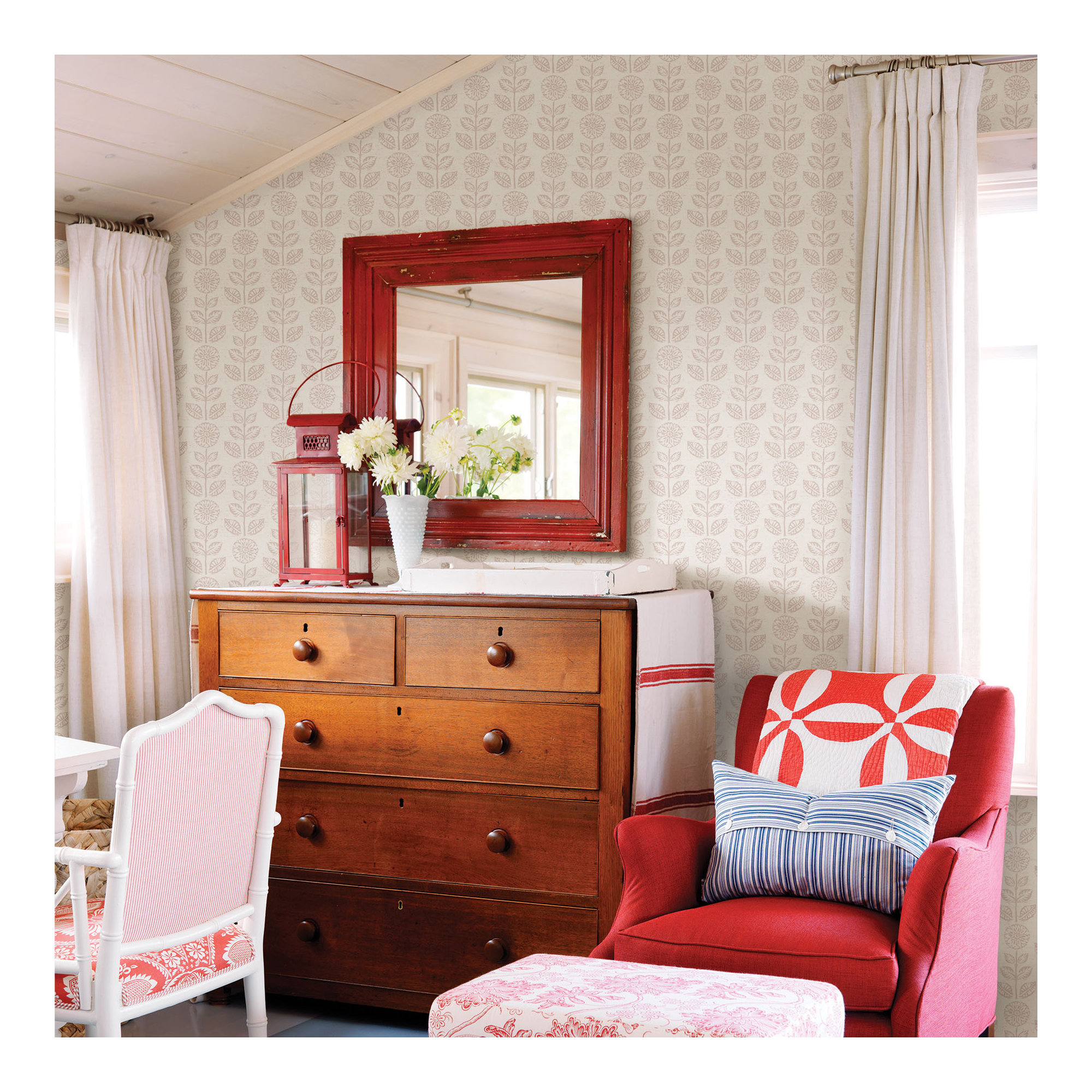 Sydney Folk Wallpaper Roll, Taupe