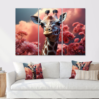 Popart Pink Giraffe In Love - Giraffe Animal Wall Decor Set