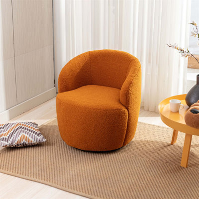 Fauteuil pivotant coloré en tissu avec anneau en métal thermolaqué noir, rembourré de mousse, fabrication artisanale en laine, 25,91 po Profond, large, haut, 26,42 lb, qualité de fabrication durable, solide
