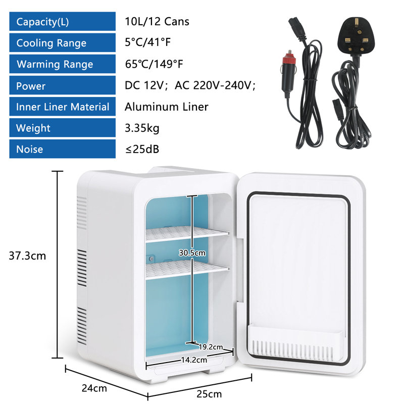PULUOMIS Mini Fridge 10m³ L Mini Fridge with Freezer, White