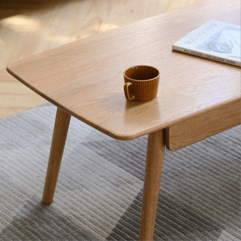 Centre Table Low Table 100% Solid Wood Top Plate Desk Coffee Table Width 120 X Depth 56 X Height 45 Cm Study Desk Work From Home Easy To Assemble Natural Wood With Storage Shelf Natural Writing Desk