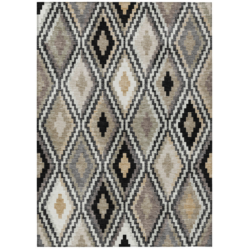 Machine Washable Indoor/Outdoor Aten ACN2331 Diamond Rug, Rectangle 10' x 14'