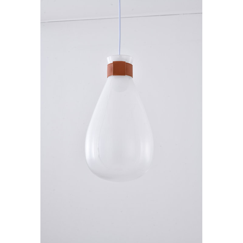Luminaire suspendu 1 lumière avec abat-jour en verre blanc