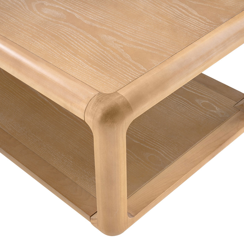 Table basse moderne en bois massif avec base ouverte Arved, Naturel
