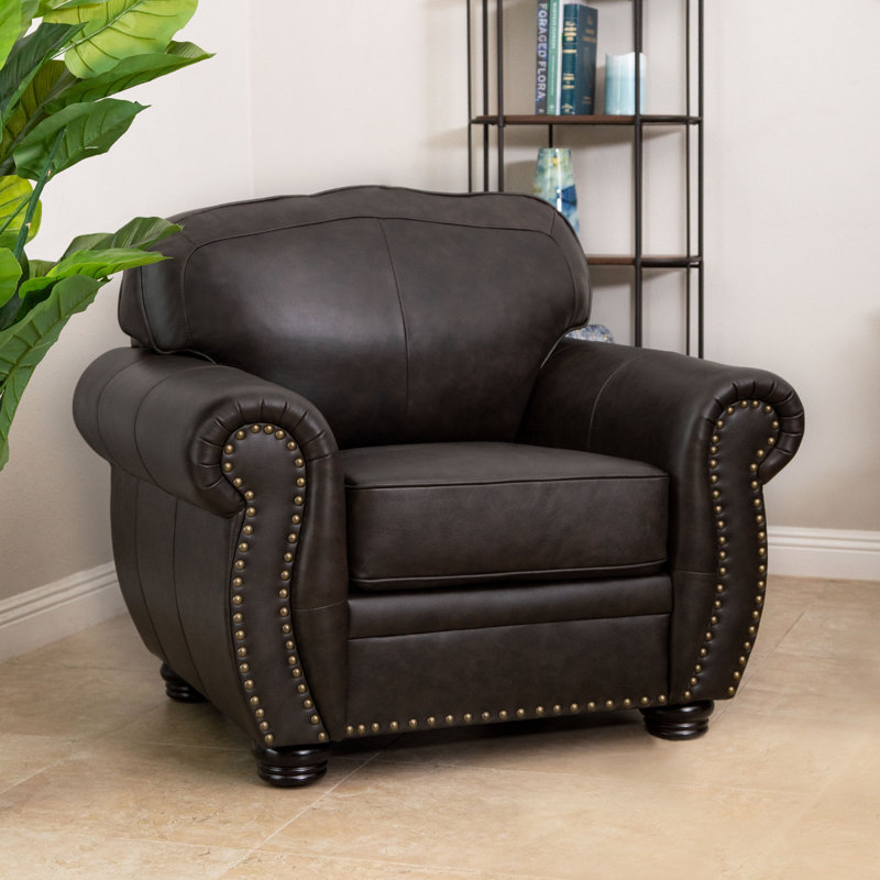 Fauteuil club en cuir fleur 44 po Finlea