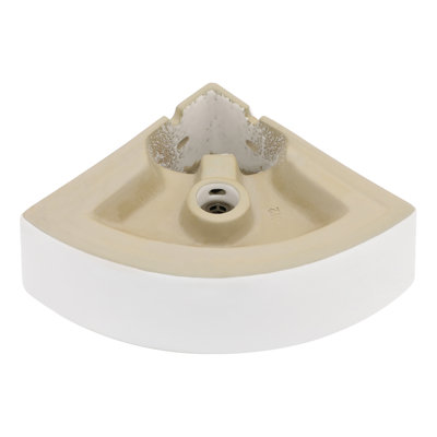 18 X13 Inch White Triangle Porcelain Ceramic Wall Mount Vessel Sink With Single Faucet Hole & Overflow