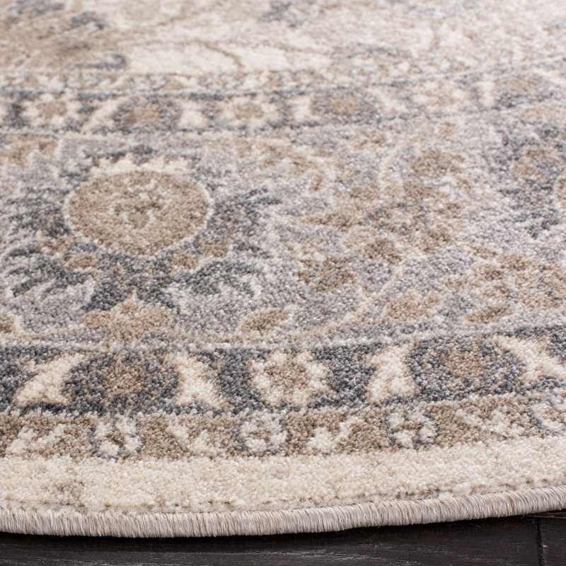 Tapis oriental ivoire / gris Merle, Rond 6 pi 7 po