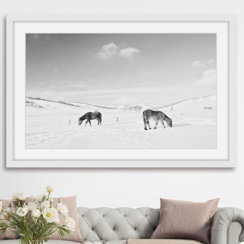 « pâturage pair », reproduction de photo sur papier encadrée, H 12 po x l 18 po x P 1,5 po