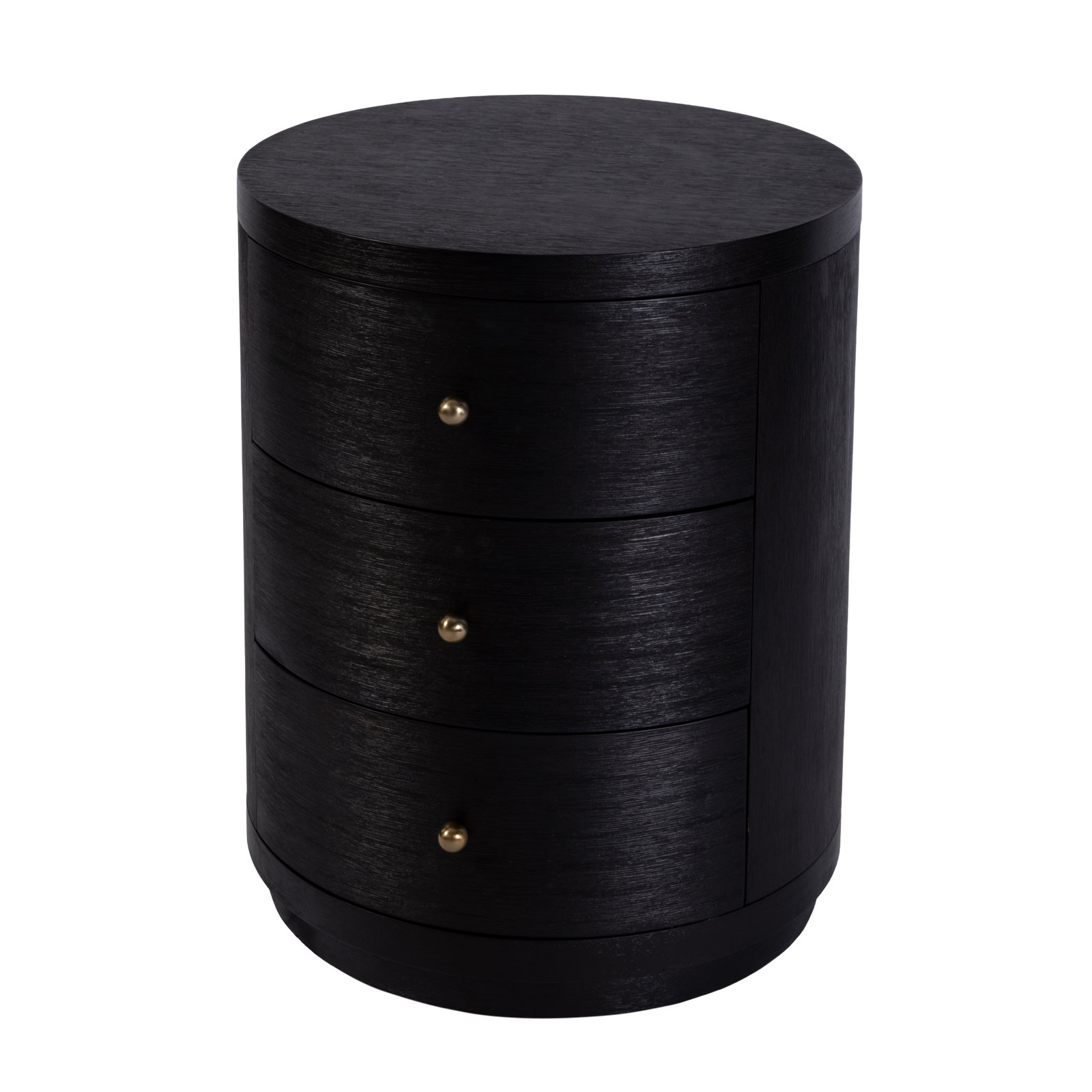 Celine 22 in. Round 3-Drawer Nightstand, Antique Coffee Brown