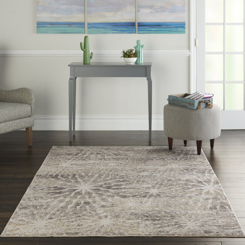 Tapis contemporain contemporain ivoire, Rectangle 5 pi 3 po x 7 pi 3 po