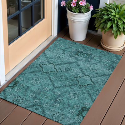 Tapis bleu sarcelle et turquoise 3 'X 5'