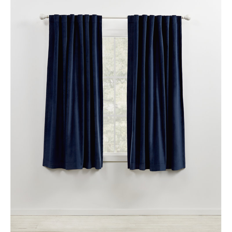 Lauren Ralph Lauren Velvety Room Darkening Solid 100% Cotton Velvet with Lining Back Tab/Rod Pocket Curtain Panel, 52" x 96"