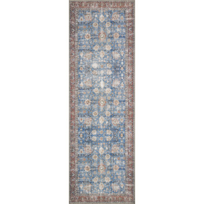 Tapis oriental bleu / brique Adele