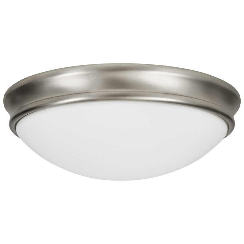 Atom - (m) Dimmable LED -Flush Mount - Brushed Steel - Opal