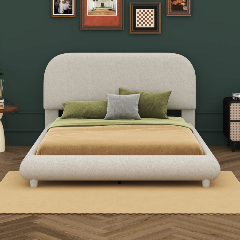 Mexhide Upholstered Platform Bed, Beige