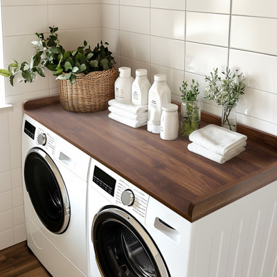 Kaboon Washer Dryer Countertop with Edge Rails, 27.5" x 54", Laundry Room Organization