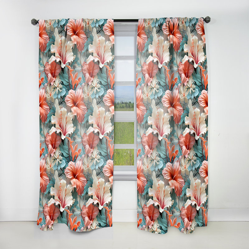 Paradise Mirage - motif tropical - rideau tropical - velours obscurcissant - 1 panneau, L 52 po x L 108 po