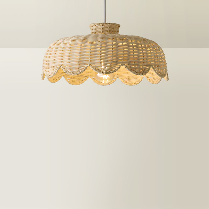 18cm H Rattan Round Lamp Shade ( Clip On ) in Beige
