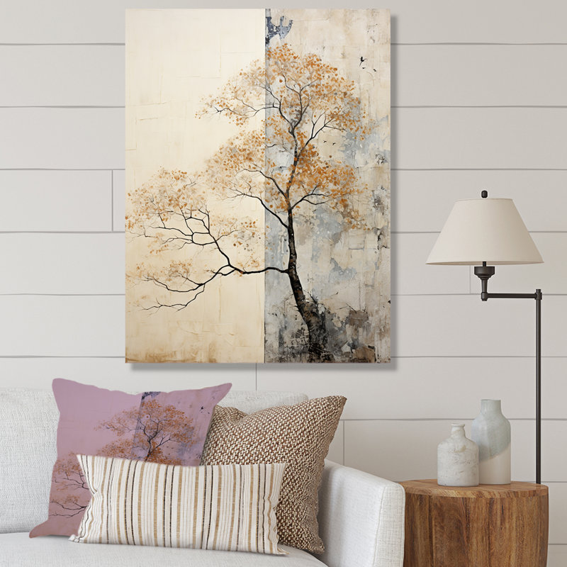 «Beige Tree Pine Tranquility II», reproduction sur toile, Toile tendue, H 32 po x l 24 po x P 1 po