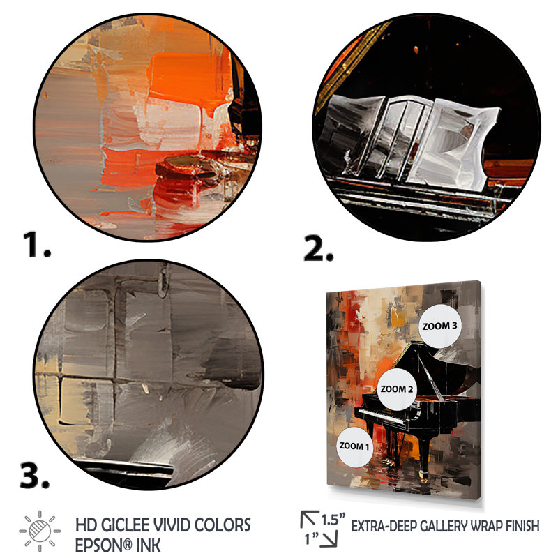 Classical Black Piano Sonata II - Piano, art mural, Cadre flottant noir, H 32 po x l 16 po x P 1 po