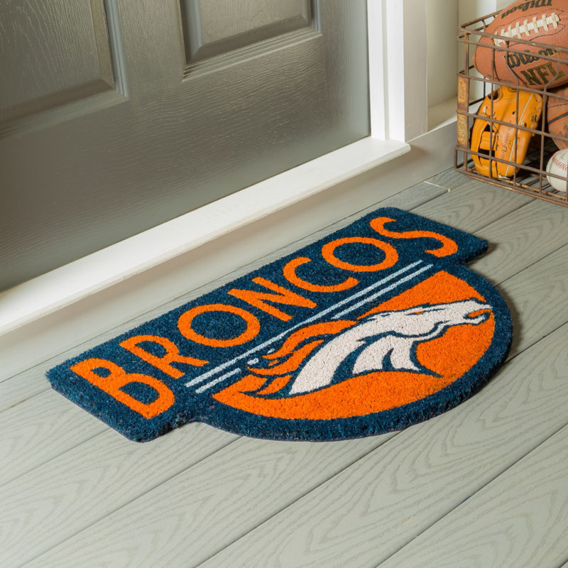 NFL Shaped Coir Outdoor Welcome Mat, Broncos