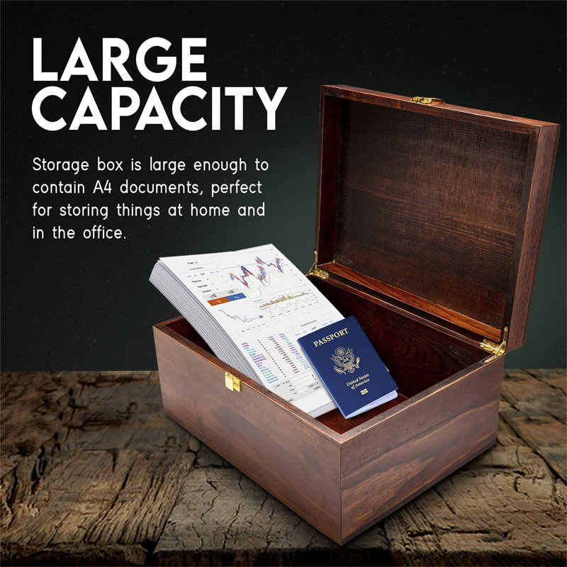 Wooden Gift Boxes - Large Memory Box For Keepsakes, Decorative Boxes With Lids, Wooden Box With Hinged Lid, Stash Box, Brown Box, Wood Boxes, Storage Box With Lid, Wooden Storage Box Wood Box With Lid (Chocolate Brown)