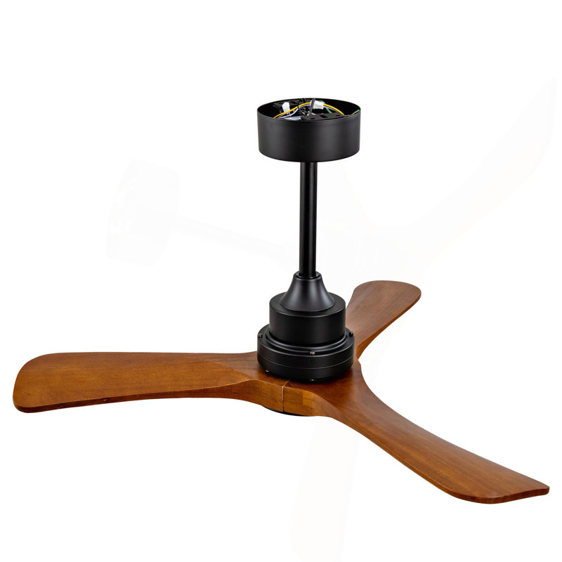 Nouveau ventilateur de plafond de 36 pouces avec télécommande à 6 vitesses à trois pales en bois noir réversible avec moteur à courant continu, idéal pour les chambres à coucher