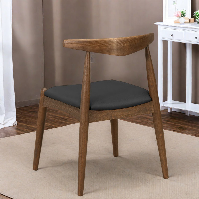 Élégantes chaises de salle à manger en noyer, similicuir ergonomique, style rétro pour les cuisines familiales