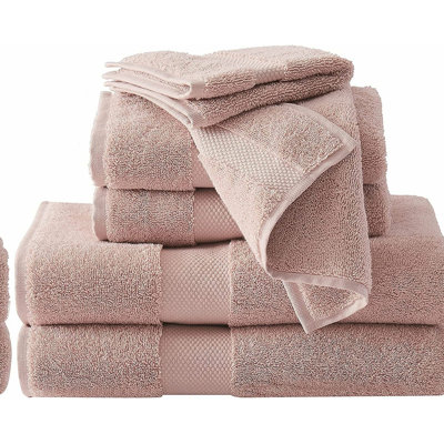 LuxPlush Turkish Cotton 6-Piece Towel Set - Bath, Hand, Wash Cloths - Blush