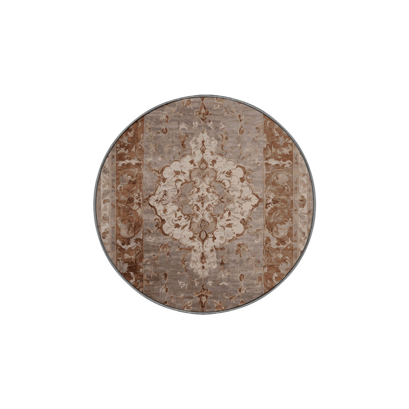 Tapis gris soyeux et moelleux, Rond 5 pi