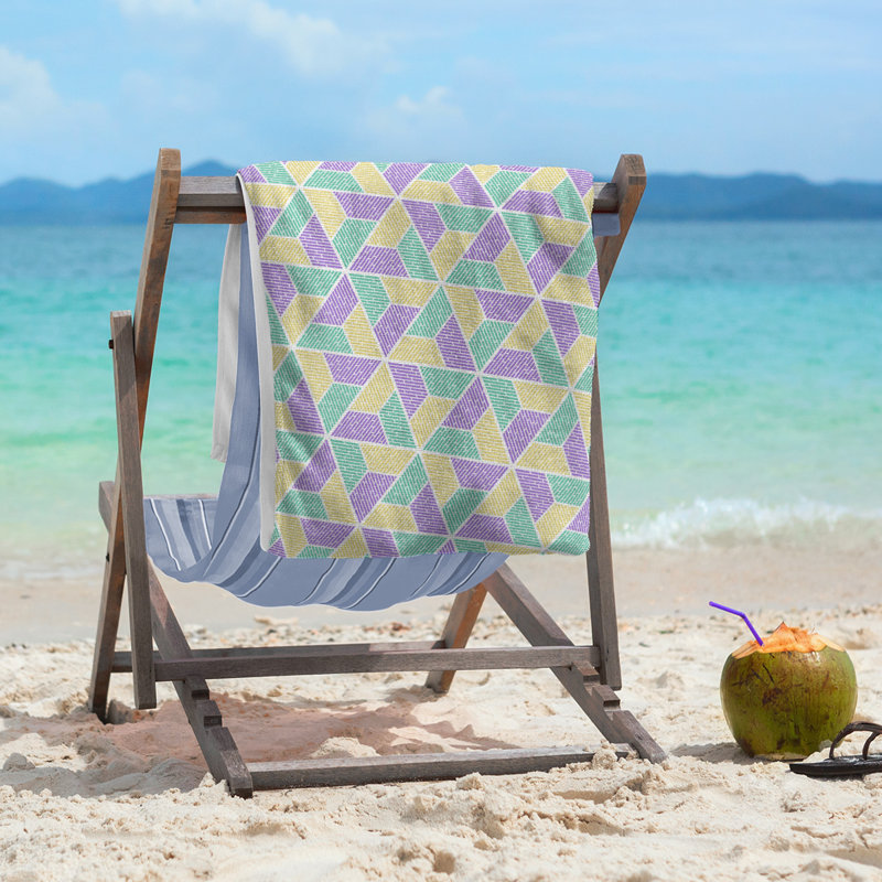 Katelyn Elizabeth Cotton Blend Beach Towel, Purple/Green/Yellow